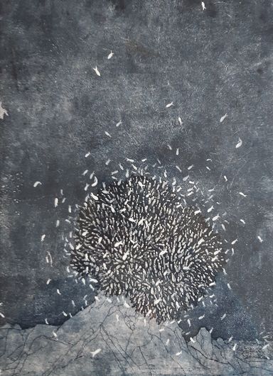Eau forte, aquatinte et acrylique